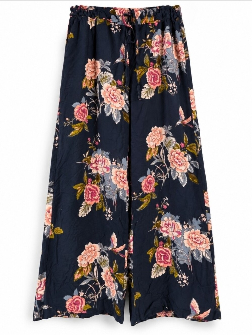 Angie Navy Floral Wide-Leg Pants